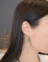 Double Teardrop Emerald Earrings in 18k Gold