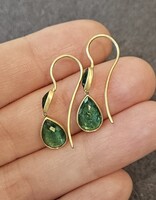 Double Teardrop Emerald Earrings in 18k Gold