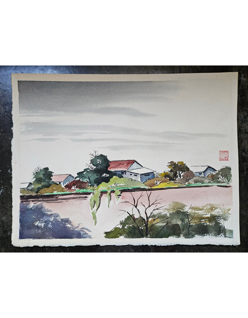 Kenneth Higashimachi Medium Watercolor Painting #27 (DOUBLE SIDED W/ SIGNATURE)