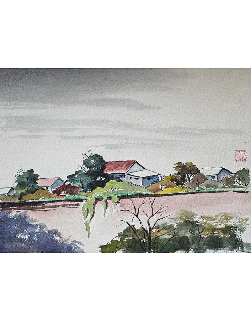 Kenneth Higashimachi Medium Watercolor Painting #27 (DOUBLE SIDED W/ SIGNATURE)