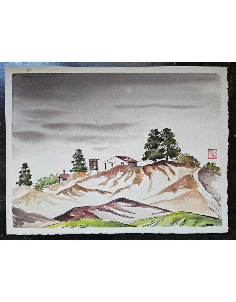 Kenneth Higashimachi Medium Watercolor Painting #29 (DOUBLE SIDED W/ SIGNATURE)