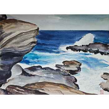 Kenneth Higashimachi Large Watercolor Painting #4
