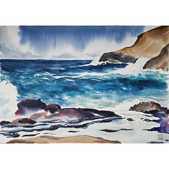 Kenneth Higashimachi Large Watercolor Painting #7