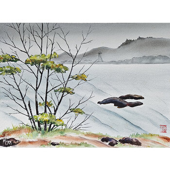 Kenneth Higashimachi Medium Watercolor Painting #40 (12" x 17")