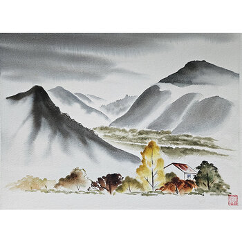 Kenneth Higashimachi Medium Watercolor Painting #44 (12" x 17")