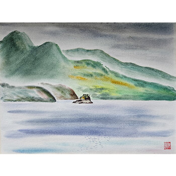 Kenneth Higashimachi Medium Watercolor Painting #48 (12" x 17")
