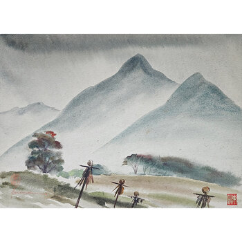 Kenneth Higashimachi Medium Watercolor Painting #57 (W/ SIGNATURE)