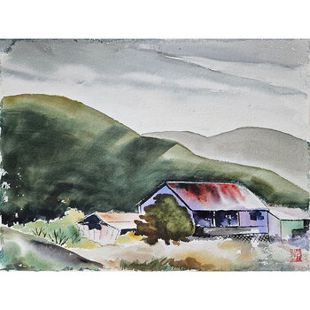 Kenneth Higashimachi Medium Watercolor Painting #58 (12" x 17")