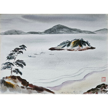 Kenneth Higashimachi Medium Watercolor Painting #61 (12" x 17")