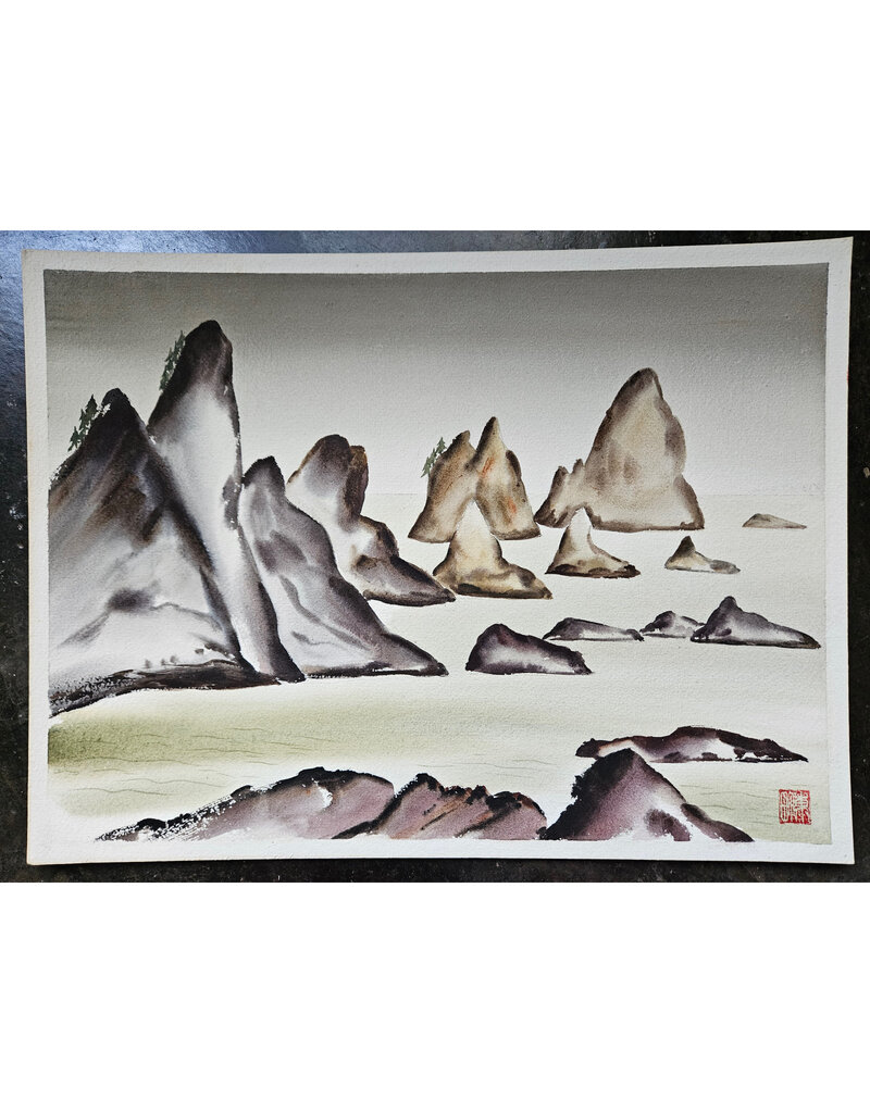 Kenneth Higashimachi Medium Watercolor Painting #62 (12" x 17")