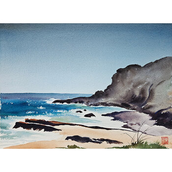Kenneth Higashimachi Medium Watercolor Painting #67 (12" x 17")