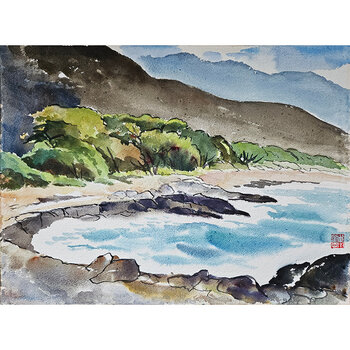 Kenneth Higashimachi Medium Watercolor Painting #78 (12" x 17")