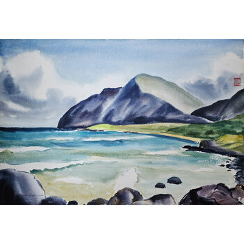 Kenneth Higashimachi Large Watercolor Painting #18 (W/ SIGNATURE)