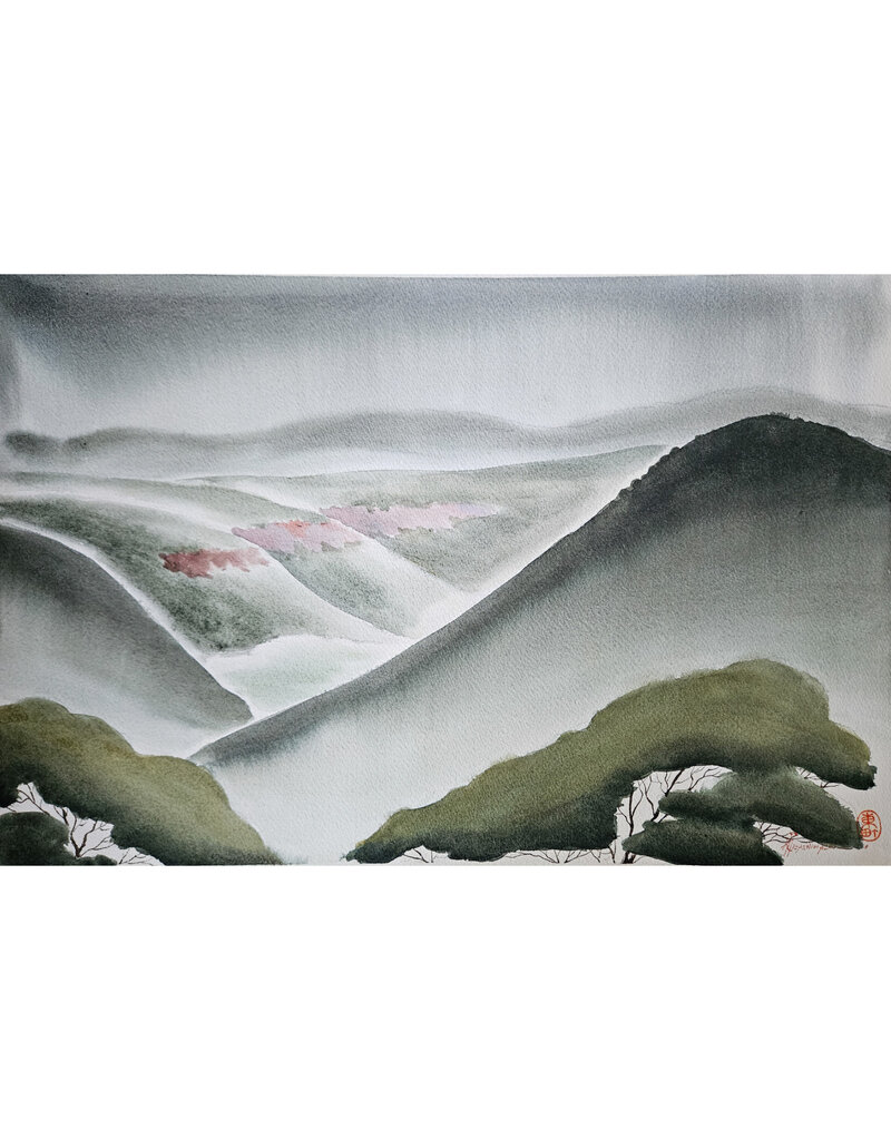 Kenneth Higashimachi Large Watercolor Painting #44 (W/ SIGNATURE)