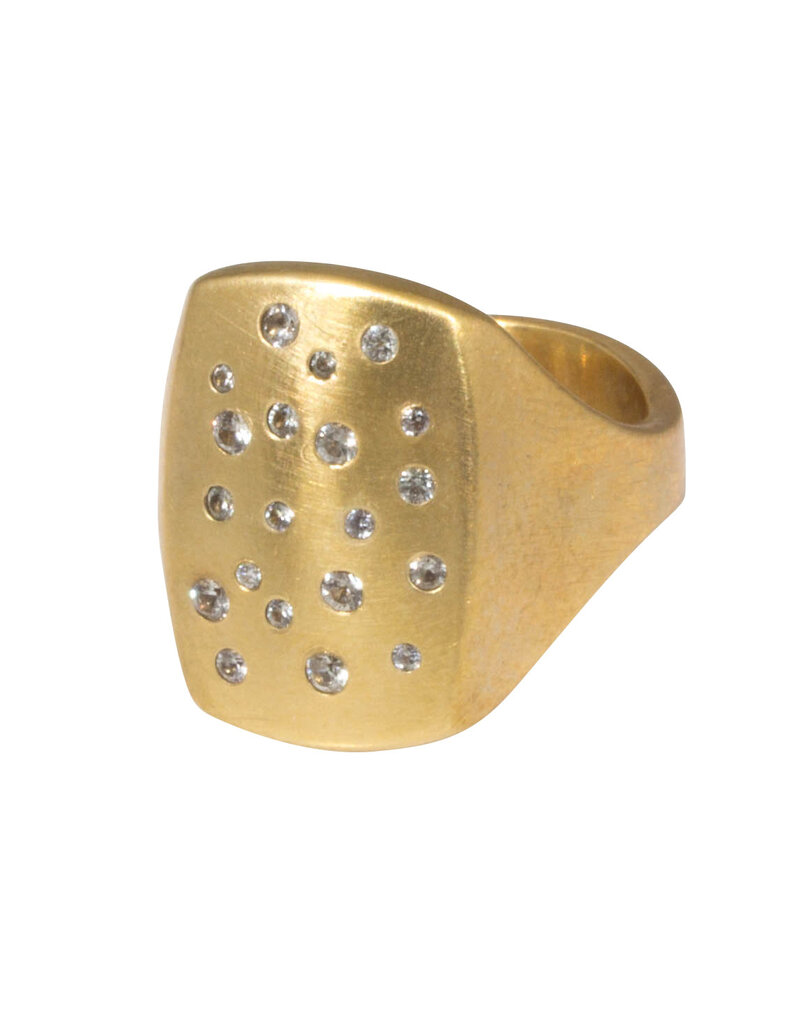 Box Ring in Bronze with White Sapphires