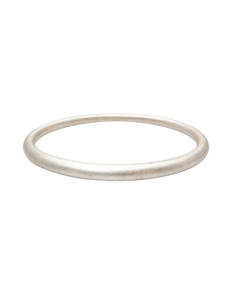 Tapered Oval Bangle in Brushed Silver