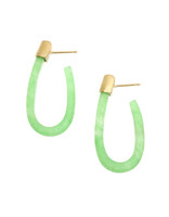 Oval Hoop Post Earrings in Green Jade and 18k Gold