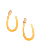 Oval Hoop Post Earrings in Orange Jade and 14k Gold