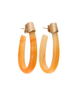 Oval Hoop Post Earrings in Orange Jade and 14k Gold