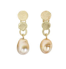Laura Lienhard Golden Pearls Dangle Post Earrings in 18k Gold