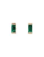 Lab Grown Emerald Baguette Post Earrings in 18k Gold