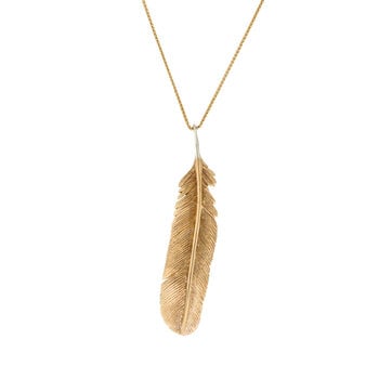 Large Bronze Feather Pendant