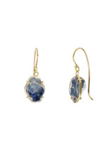 Chatham Sapphire Crystal Dangle Earrings in 18k Gold & Plastic