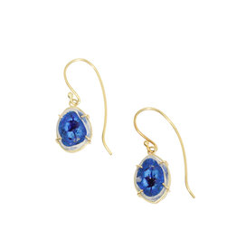 Azurite Geode Dangle Earrings in 18k Gold & Plastic