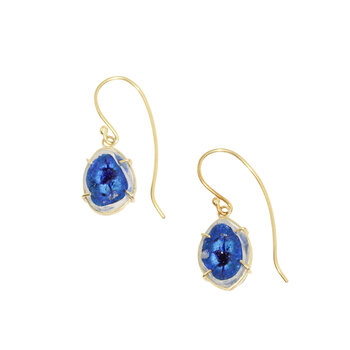 Azurite Geode Dangle Earrings in 18k Gold & Plastic