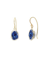 Azurite Geode Dangle Earrings in 18k Gold & Plastic