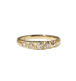 Halo  Half Eternity Ring in 18k Gold with Old Mine Cut Diamonds