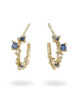 Sapphire and Diamond Encrusted Hoop Earrings in 14k Yellow Gold