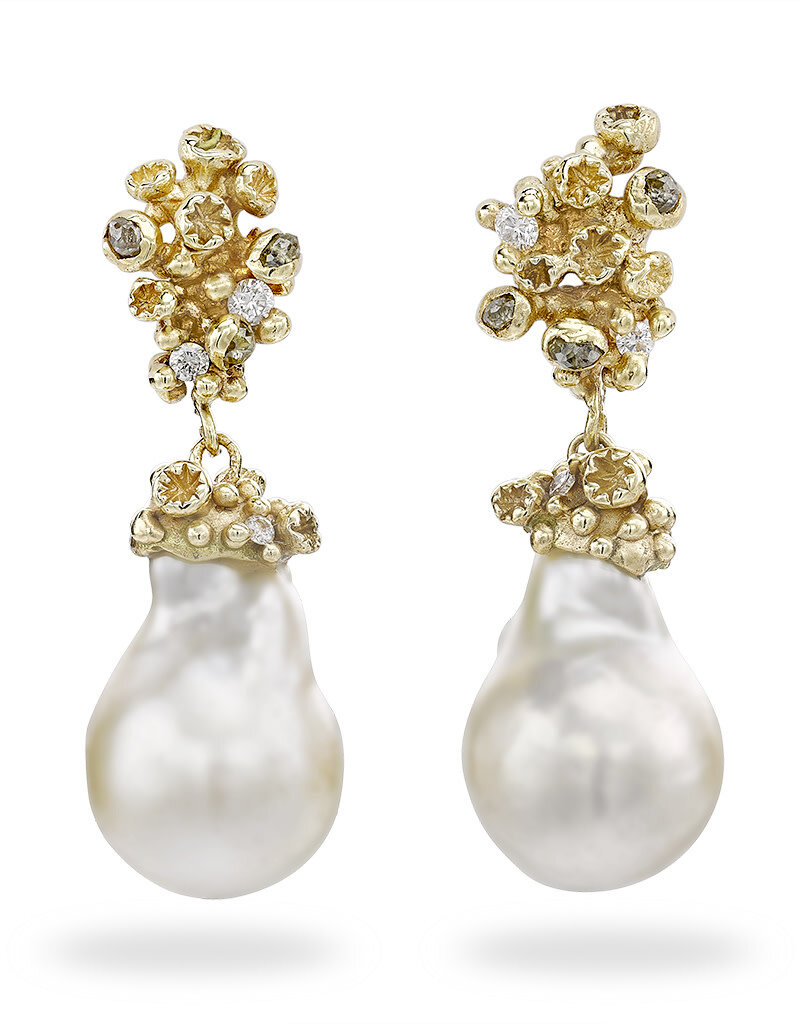 Pearl Drops with Grey Diamonds and Barnacles