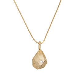 Small Faceted Pendant in Bronze with White Diamond