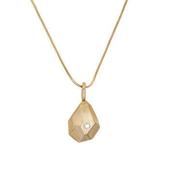 Small Faceted Pendant in Bronze with White Diamond