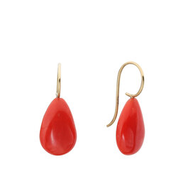 Red Coral Drop Earrings with 18k Earwires