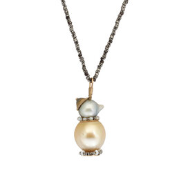 Neko-Chan Pendant with Pearls in 14k Gold
