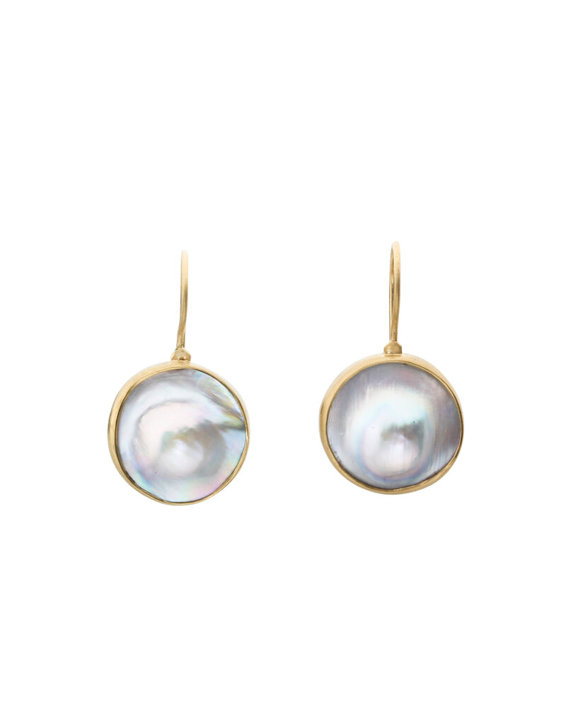 Dome Pearl Drop Earrings in 18k Gold