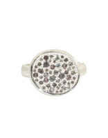 Pave Set Signet Ring with Lavender Sapphires in Brushed Silver