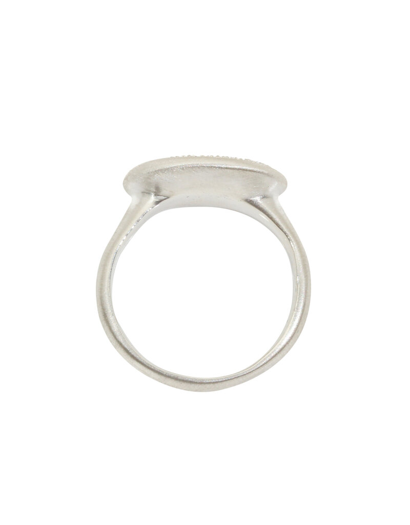 Pave Set Signet Ring with Lavender Sapphires in Brushed Silver