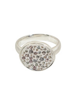 Pave Set Signet Ring with Lavender Sapphires in Brushed Silver