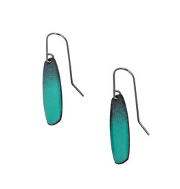 Petrina Earrings in Steel, Teal Enamel, and Oxsilver