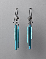 Zephyr Earrings with Teal Wood and Glass Beads