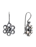 Flower Earring with Freshwater Pearls and Hematite