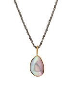 Medium Mabe Pearl Pendant in 18k Yellow Gold and Oxidized Silver