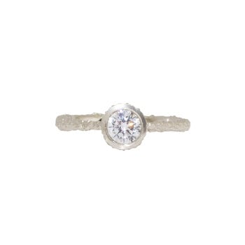 Solitaire Engagement Ring with Lab-Grown Diamonds in Sand-Textured Platinum