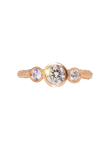 Three-Stone Engagement Ring with Lab-Grown Diamonds in Sand-Textured 14k Rose Gold