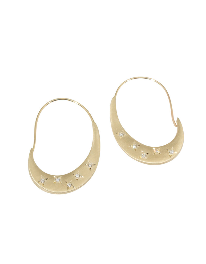Lisa Ziff Crescent Hoop Earrings with Diamonds in 10k Yellow Gold