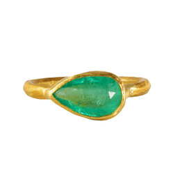Margery Hirschey Teardrop Emerald Ring in 22k Gold