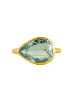 Margery Hirschey Teardrop Aquamarine Ring in 22k Gold